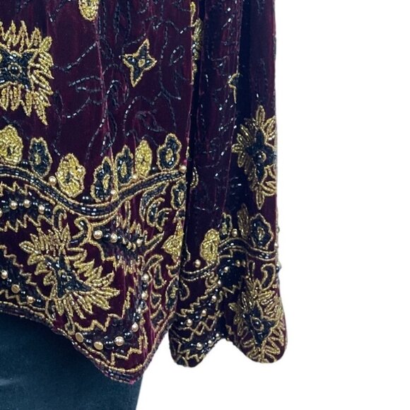 Vtg Adrianna Papéll Women’s Red Volero Velvet with Sequin Beads Sz XS - Picture 6 of 9